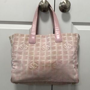 Chanel cc logo travel line nylon tote bag pink, project bag
